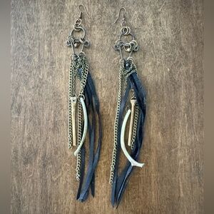 NEW WOLF TEA CREATIONS DANGLE BONE EARRINGS